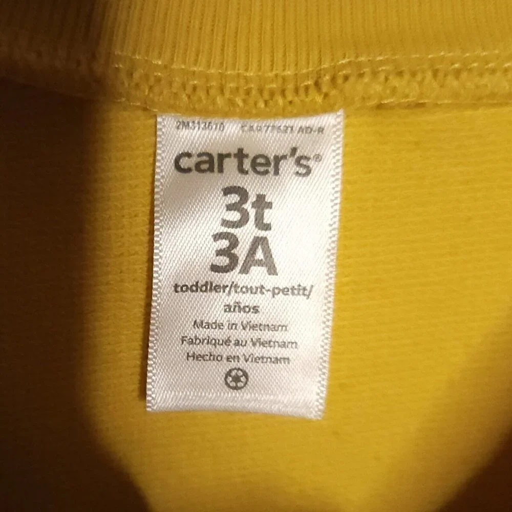 Carter's Toddler Girls Gold Yellow Sweatshirt Floral Shoulder Detail 3T